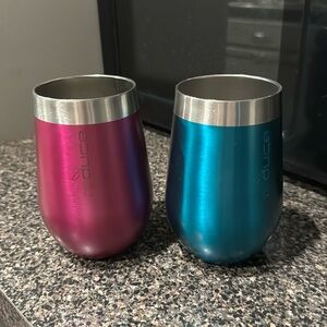 Lot of two reduce stainless steel wine glasses stemless wine glass pink blue set